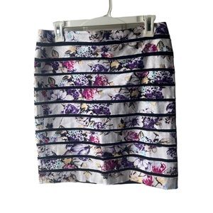 Floral White House Black Market Skirt